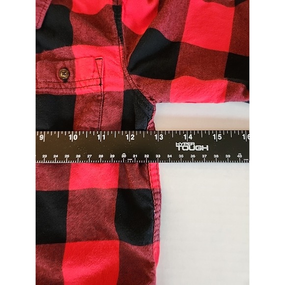Carters Flannel Button Up Shirt Buffalo Plaid Red Black Toddler Boy 4T - Picture 4 of 7
